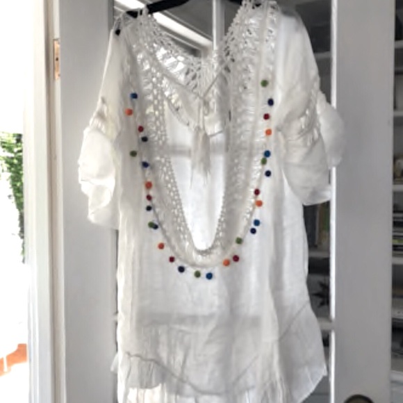 Tassel Pom Pom White Cover Up - Picture 4 of 6
